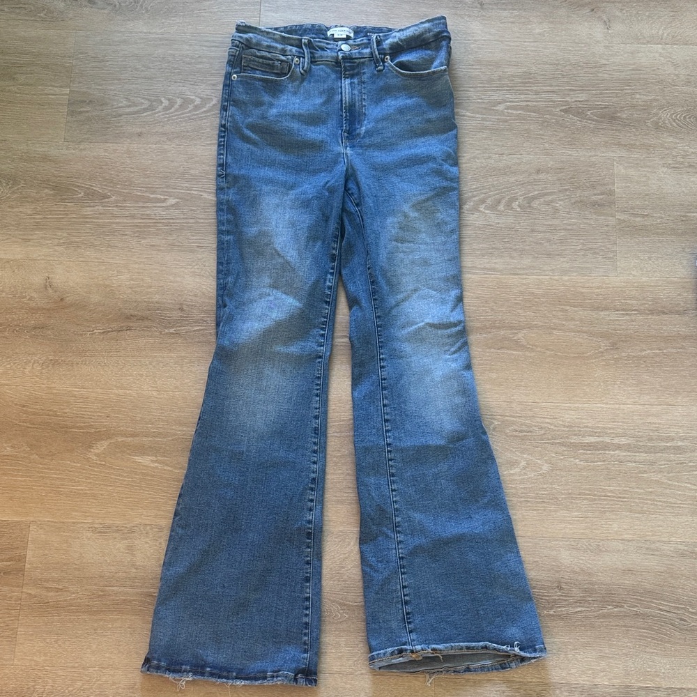 Good American Blue Flared Jeans - Classic High-Rise Denim